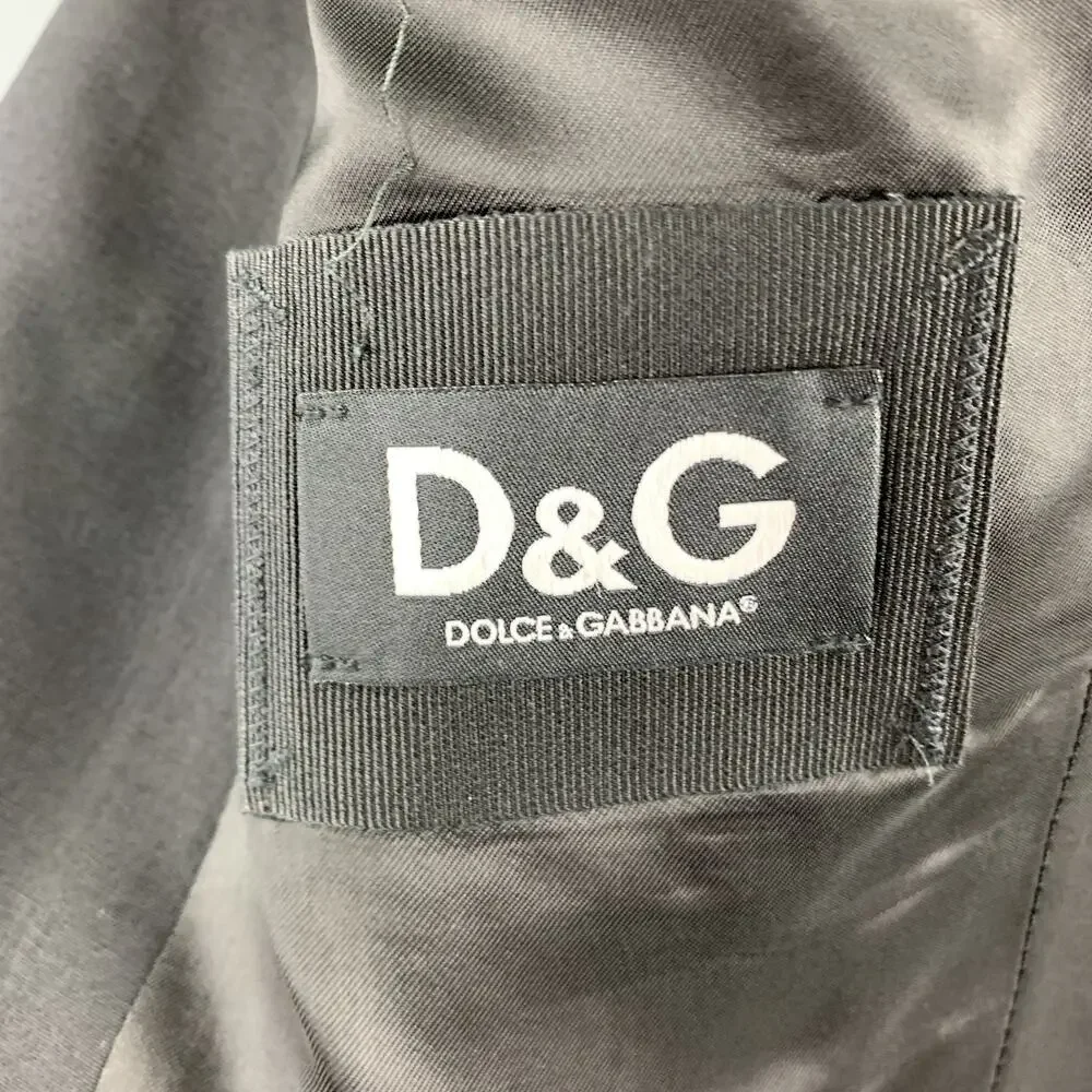 D&G by DOLCE & GABBANA 36 R Black Solid Wool Notch Lapel Sport Coat
